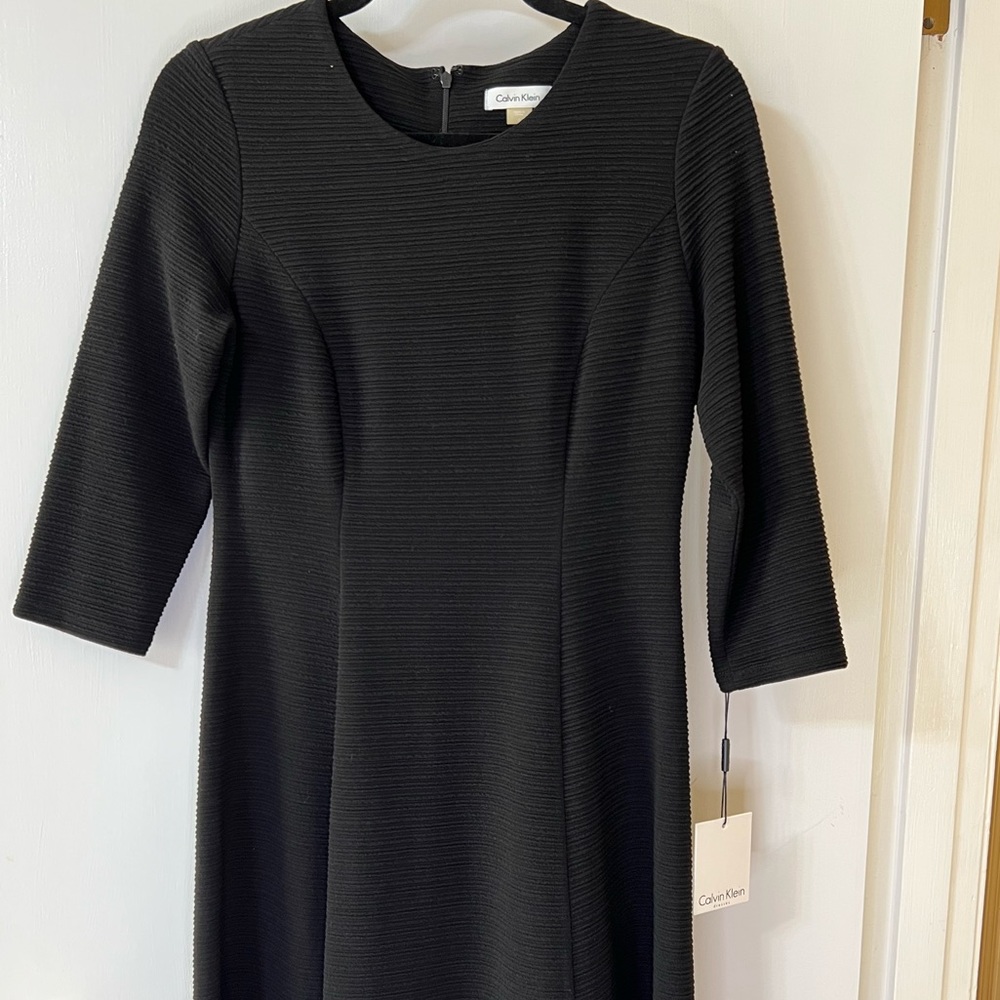 Black 3/4 sleeve Calvin Klein knee length dress